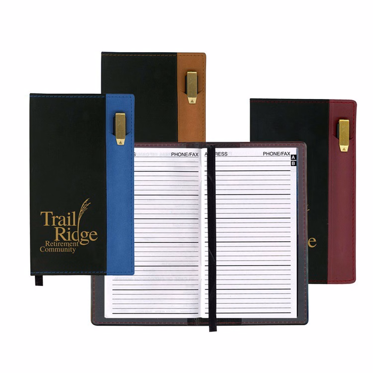 Lafayette Series Soft Cover 2 Tone Vinyl Address Book W/ Clear Pen
