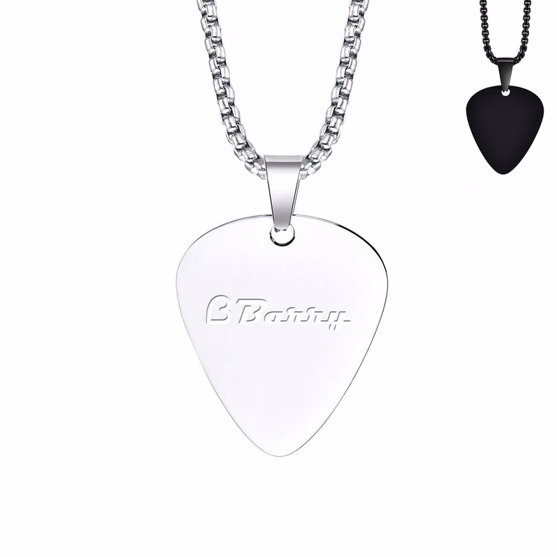 Stainless Steel Guitar Pick Heart Necklace