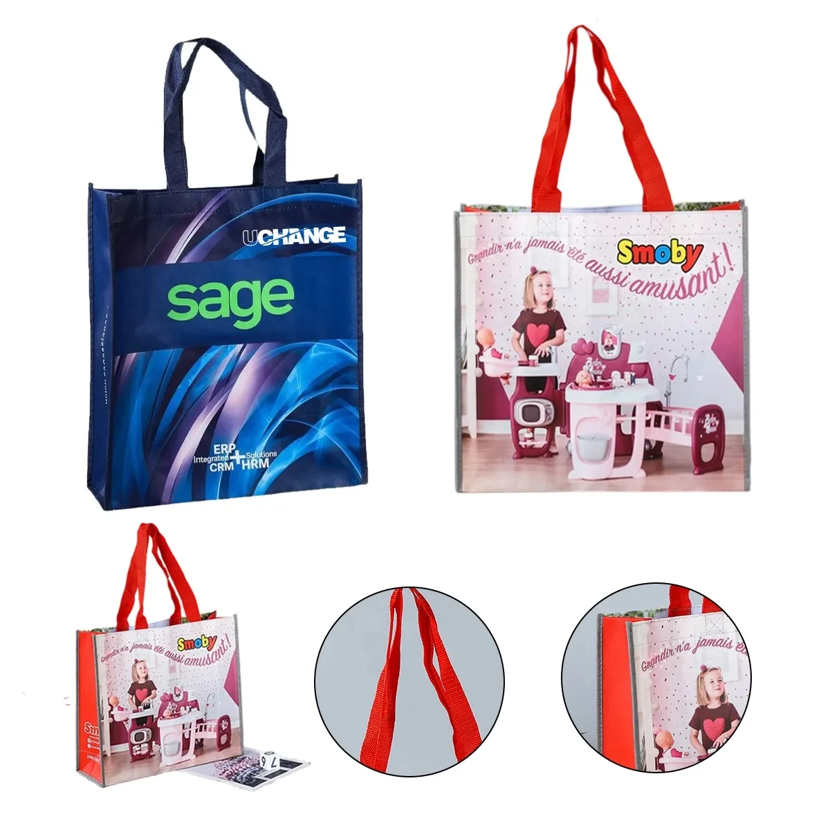 Laminated Nonwoven Tote Bag Full Color Custom Logo, custom non-woven bag with logo imprint 1