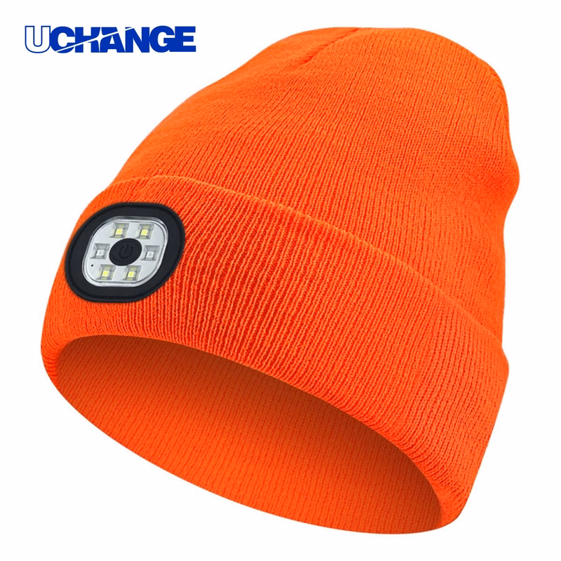 Acrylic Knit Beanie Hat with Rechargeable LED Light 7.87" x 8.6" x 2"