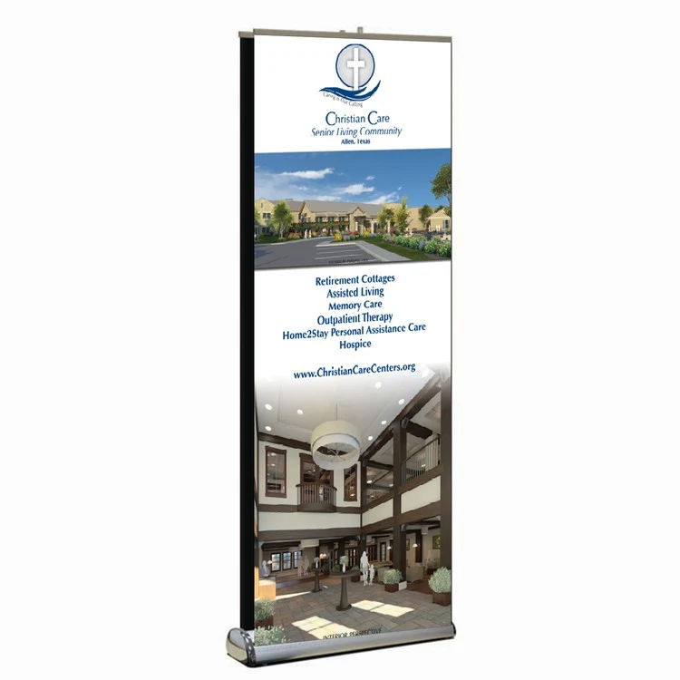 Double-Sided Premium Retractable Kit, Fabric Retractable Banner Stand, 33" x 80" 1