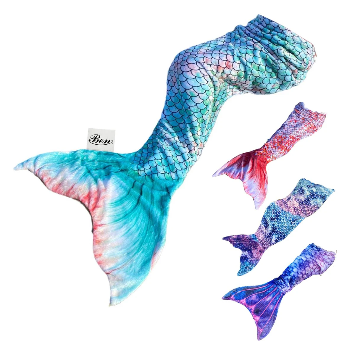 60 x 24 in Flannel Mermaid Tail Portable Blanket Sleep 1
