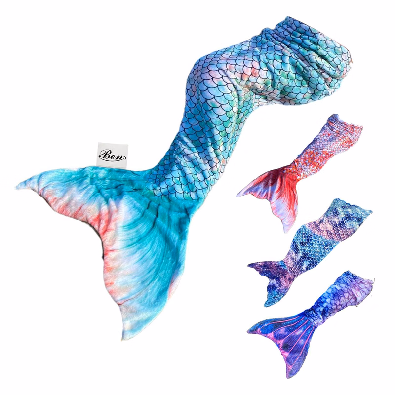 60 x 24 in Flannel Mermaid Tail Portable Blanket Sleep