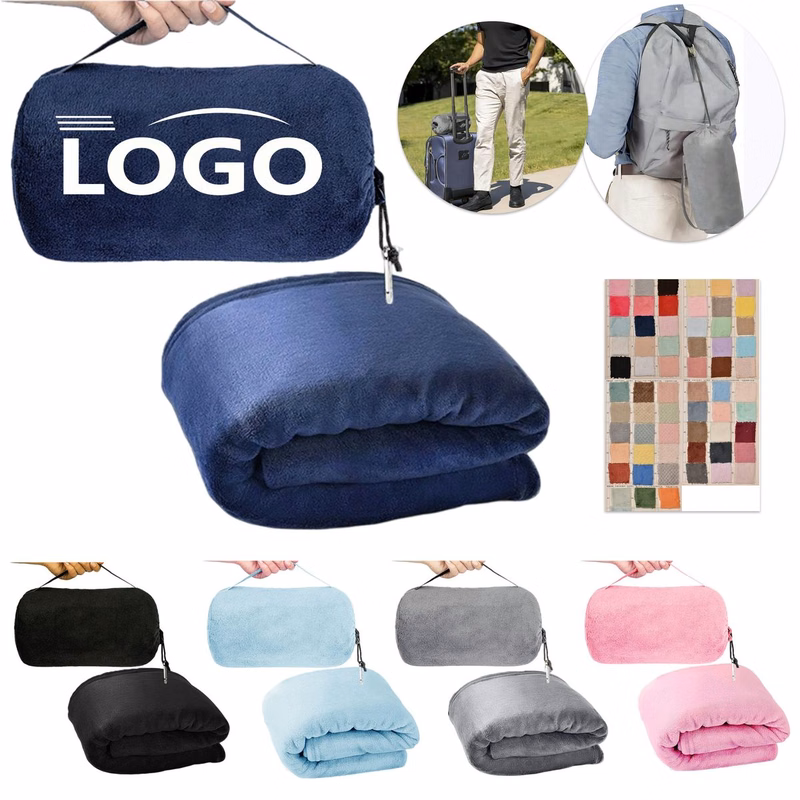 50"??60" Portable 2-In-1 Travel Airplane Blanket