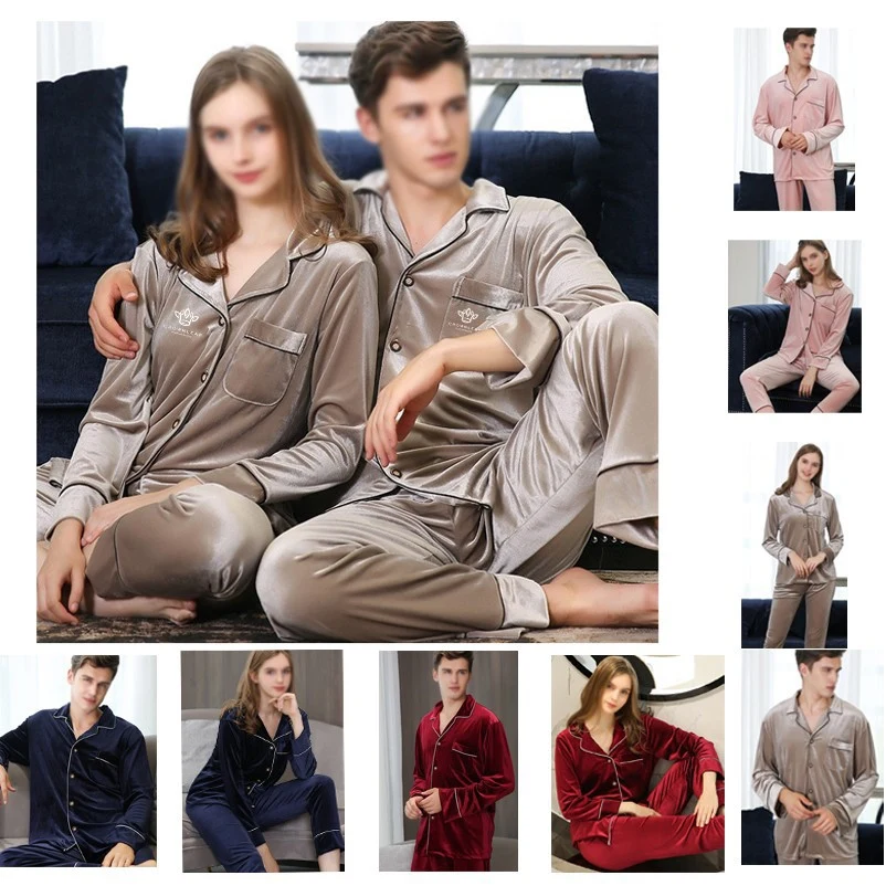Winter Golden Velvet Pajamas Set 1