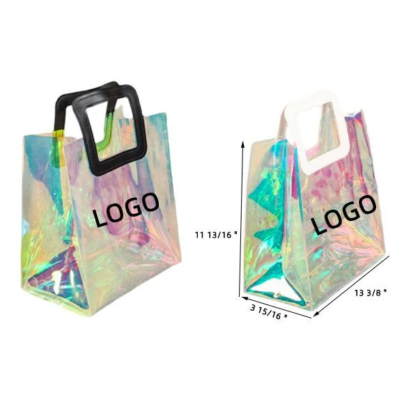 Iridescent Clear PVC Tote Bag W/ PU Handles 1
