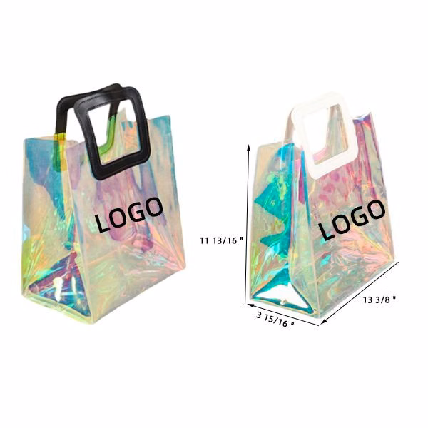 Iridescent Clear PVC Tote Bag W/ PU Handles