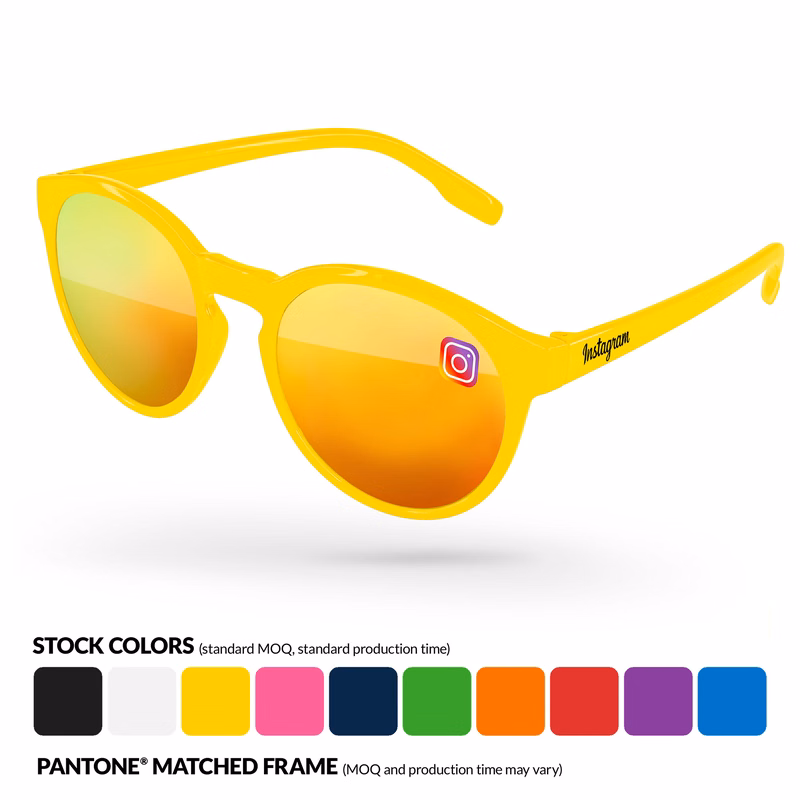 Vicky Mirror Sunglasses w/ Full Color Lens Imprint & 1 Color Temple Imprint
