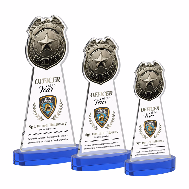 Police Badge VividPrint™ Award on Alberton Base - Blue