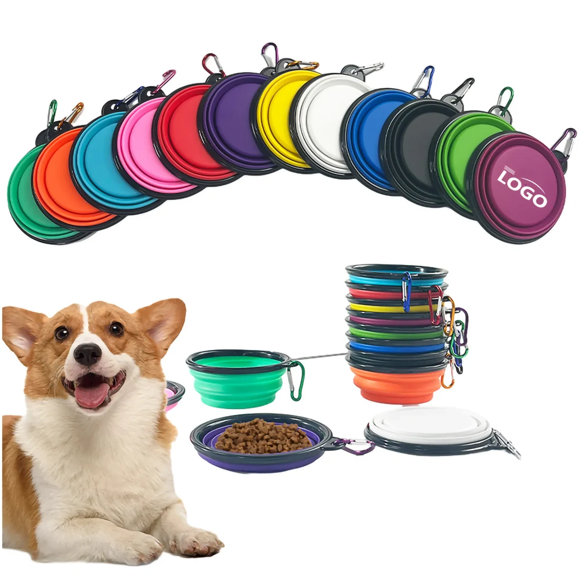 MOQ 20pcs Travel Friendly Portable Collapsible Pet Bowl 1