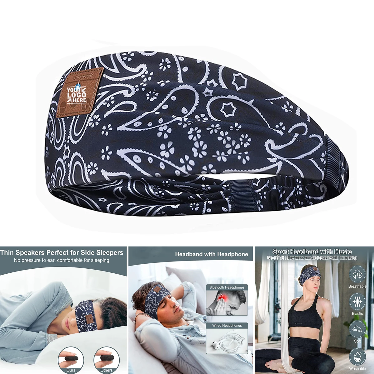 Ultra-thin Speaker Men Women Gift Sleep Headphone Bluetooth Headband 1
