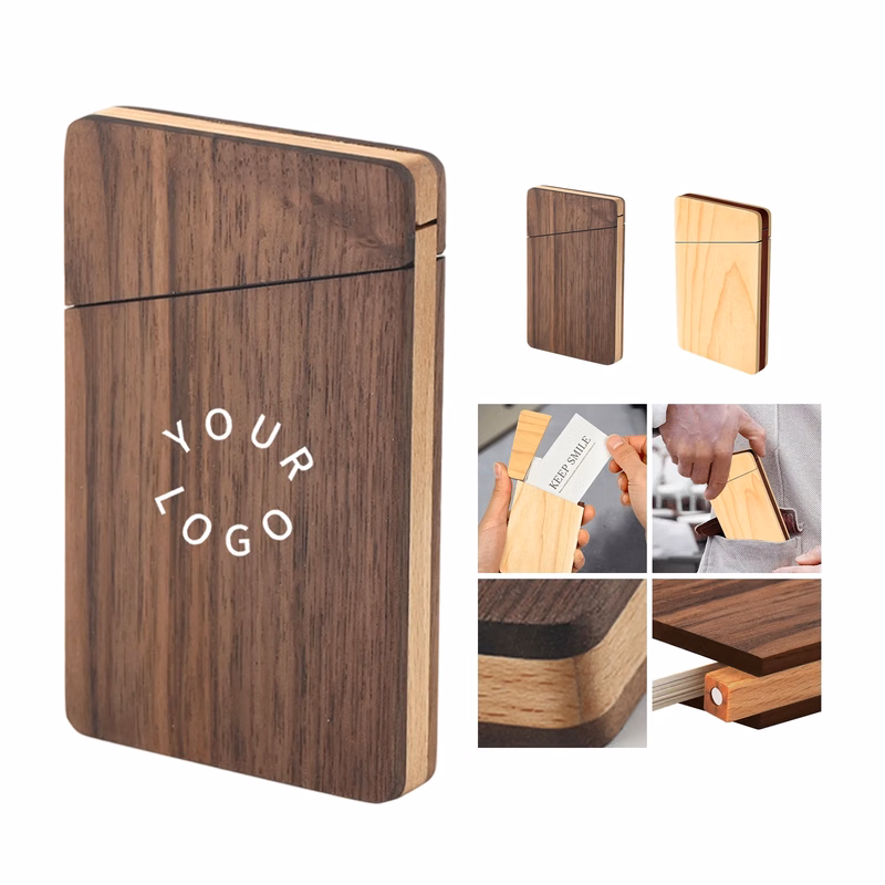 Lighter-Shaped Business Card Holder in Walnut Wood