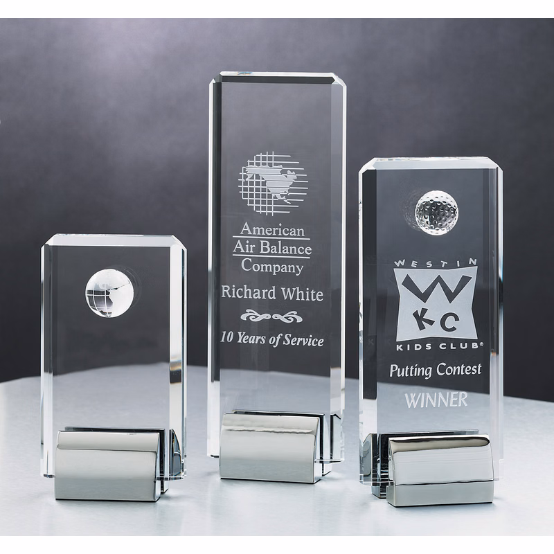 Crystal Beveled Tower Award (3"x8")