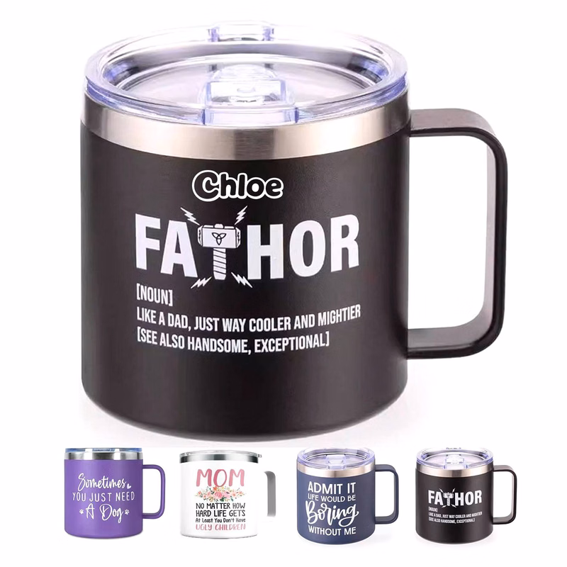 14oz Stainless Steel Insulated Mug w/ Handle