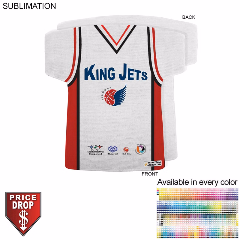 Basketball Jersey Shape Microfiber Dri-Lite Terry Keepsake Towel, 18x17, Sublimated Front Side