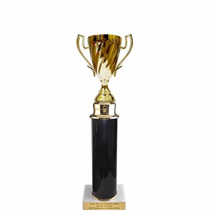 Trophy: 12.5" 1 column, 2x3 white marble base, 6"