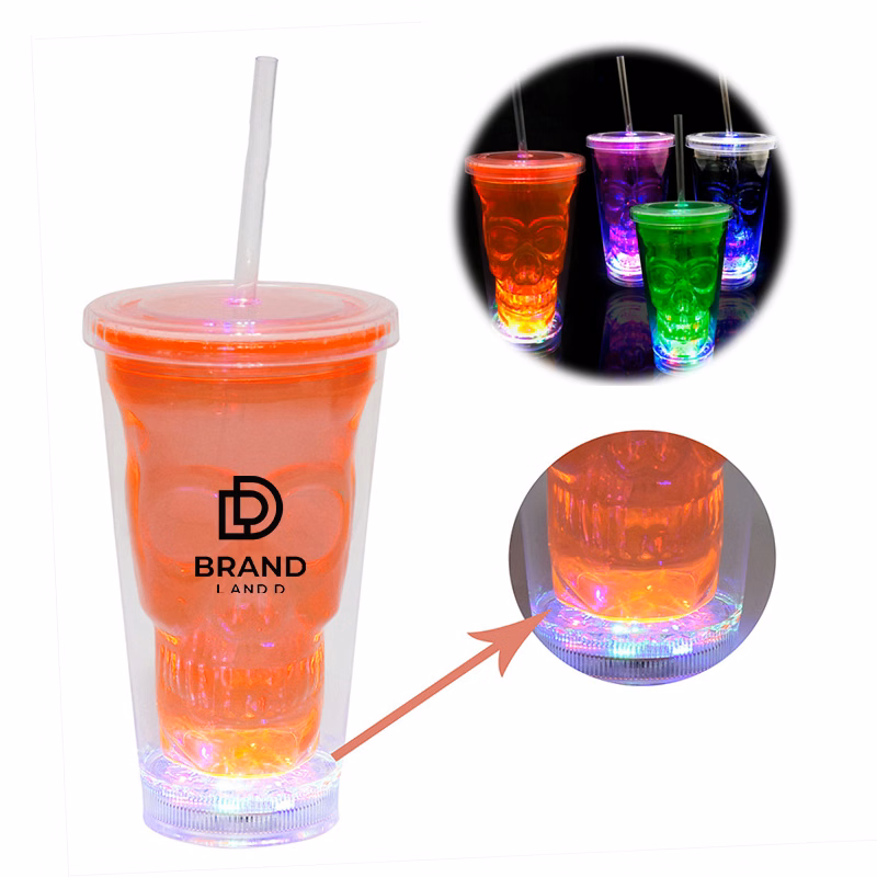 Halloween Glowing Skull Straw Cup