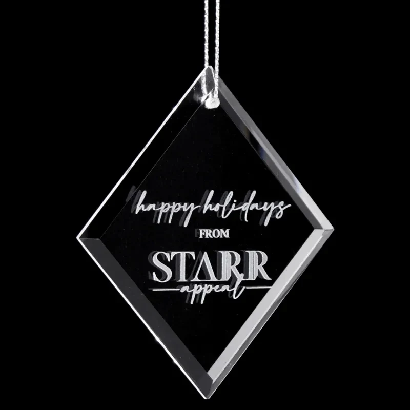 Crystal Beveled Square Diamond Ornament 1