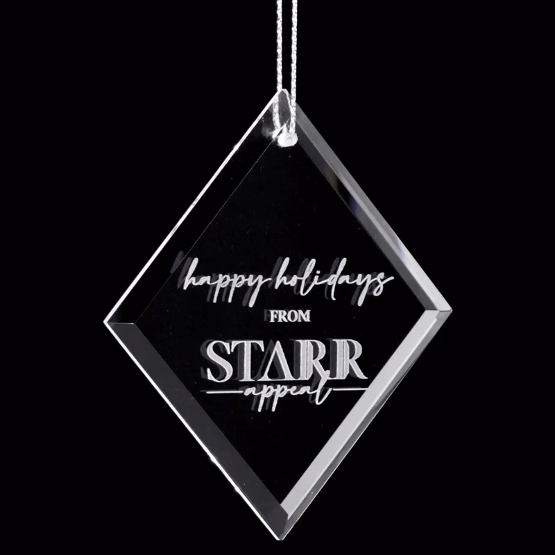 Crystal Beveled Square Diamond Ornament