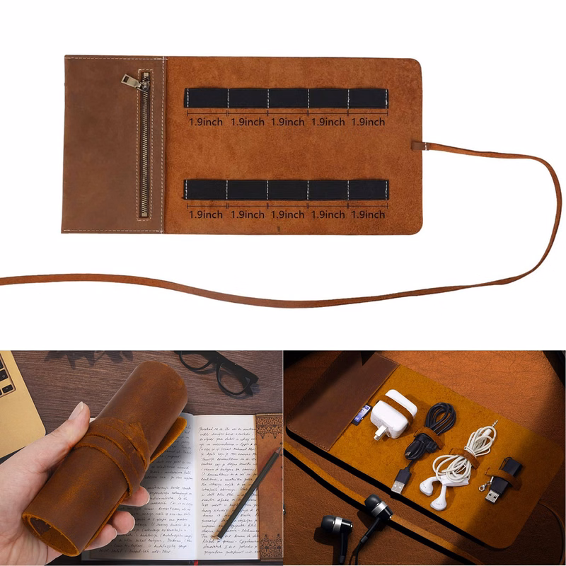 Leather Charge Organizer Roll Bag