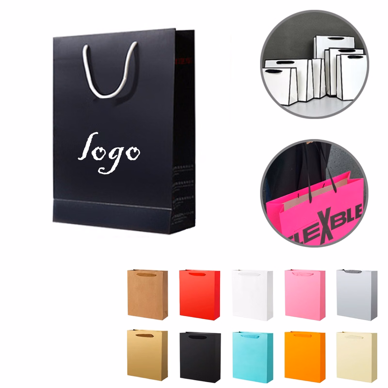 MOQ50 Custom White Card Paper Bags
