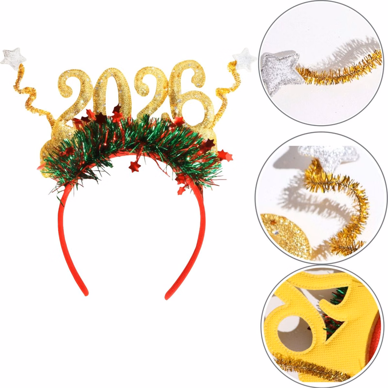 Glitter 2026 New Year Headband (Elastic & DIY Wire)