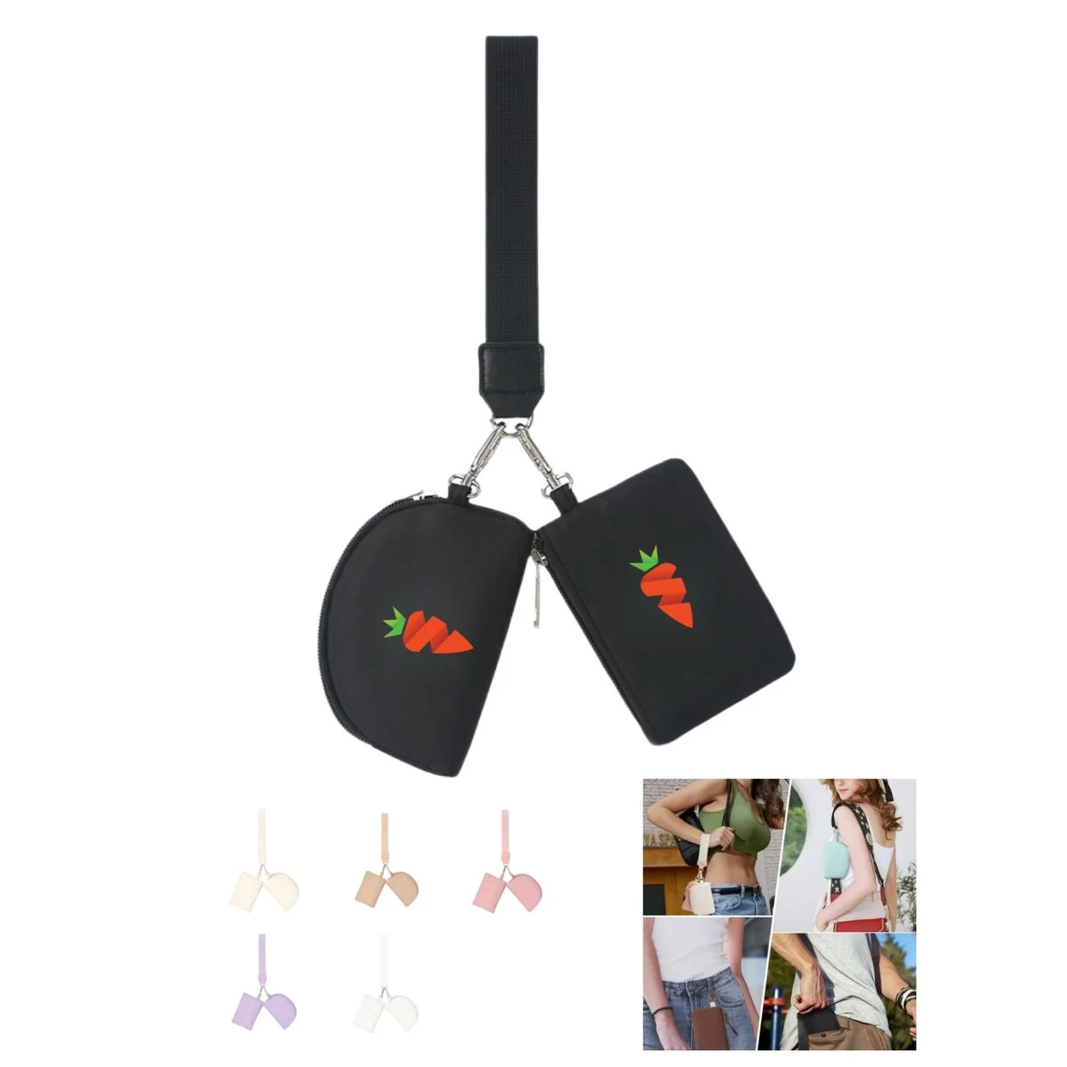 Dual Pouch Wristlet Keychain Wallet 1