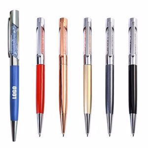 Plated Metal Color Pen With Crystal