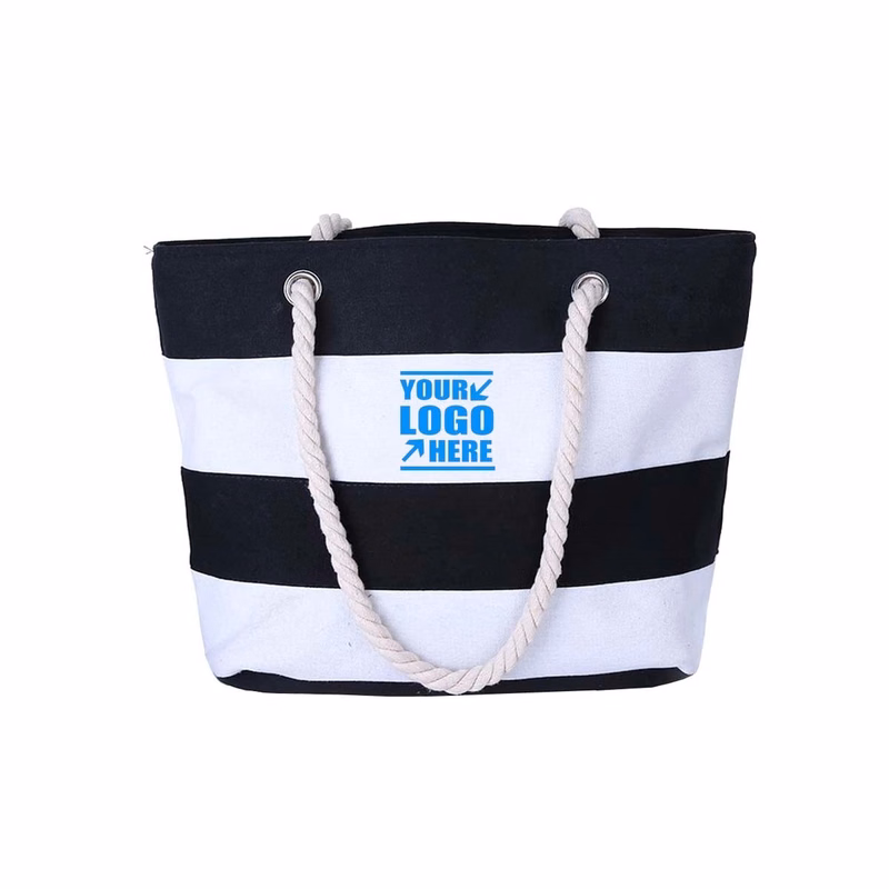 Canvas Tote Beach Bag With Zipper