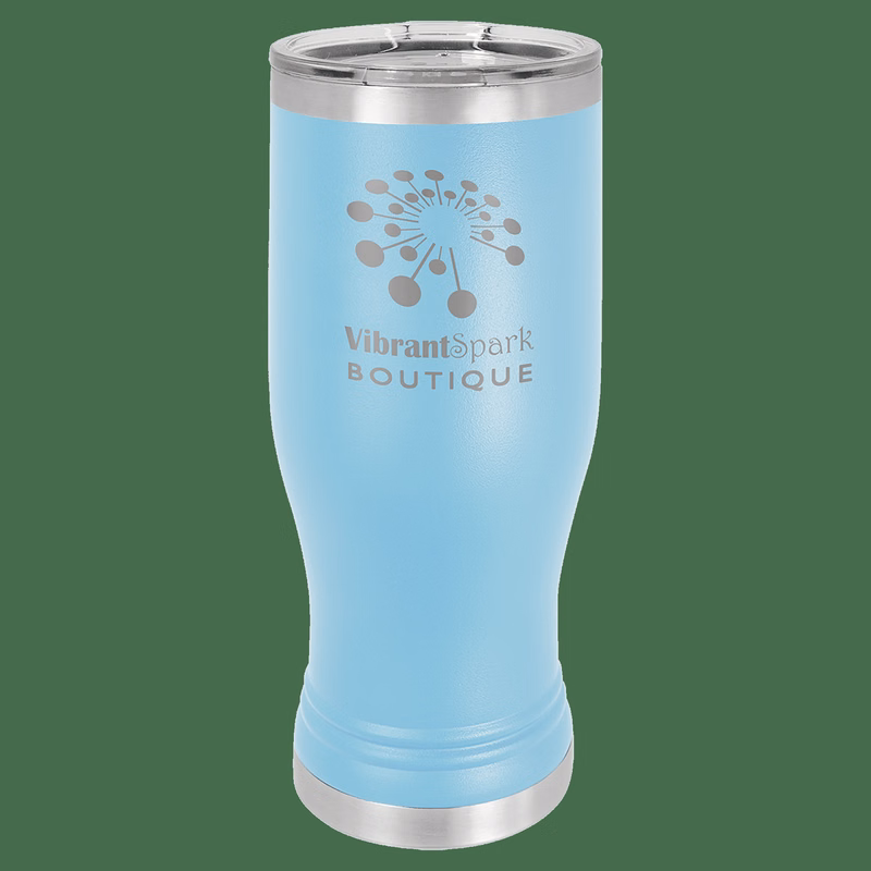 20 oz. Light Blue Laser Engraved Polar Camel Pilsner Tumbler w/Clear Lid