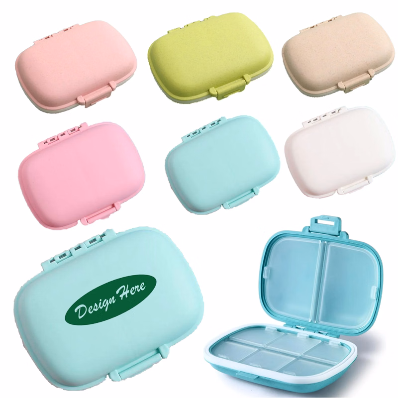 8 Compartment Wheat Straw Sealed Pill Box