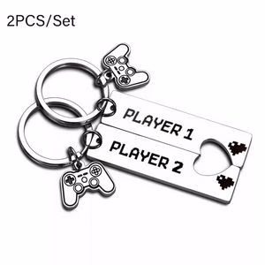 Funny Game 1 Player 2 Matching Keychain Gift