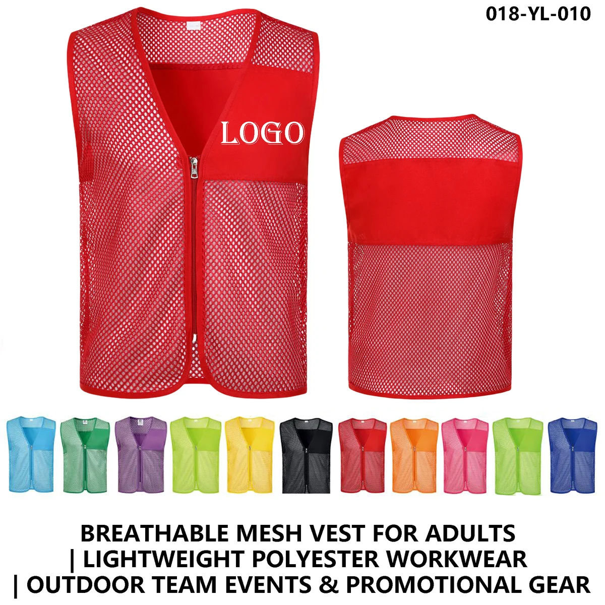 Custom Logo Mesh Vest ?C 100% Polyester, Multiple Colors 1