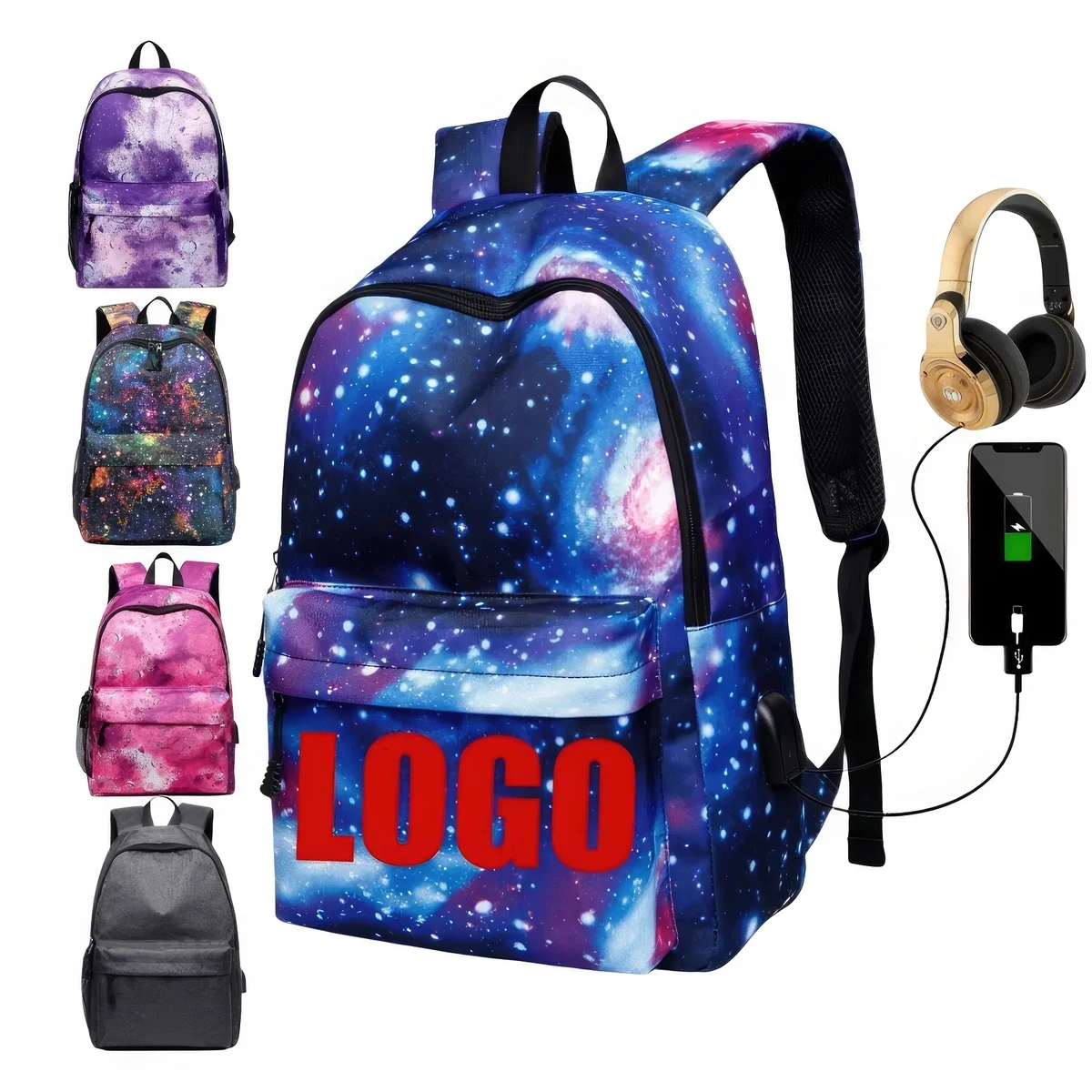 Starry Travel School Sports Backpack with USB Port 1