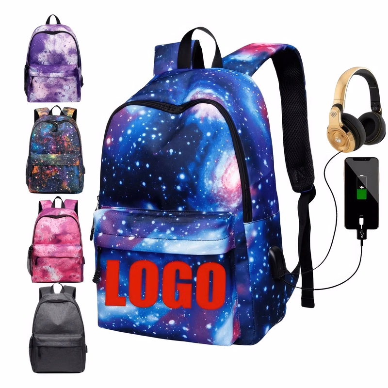Starry Travel School Sports Backpack with USB Port