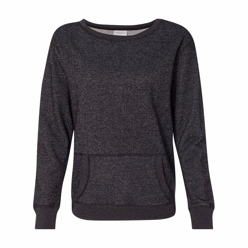 Women's Glitter French Terry Wide Neck Sweatshirt - 8867