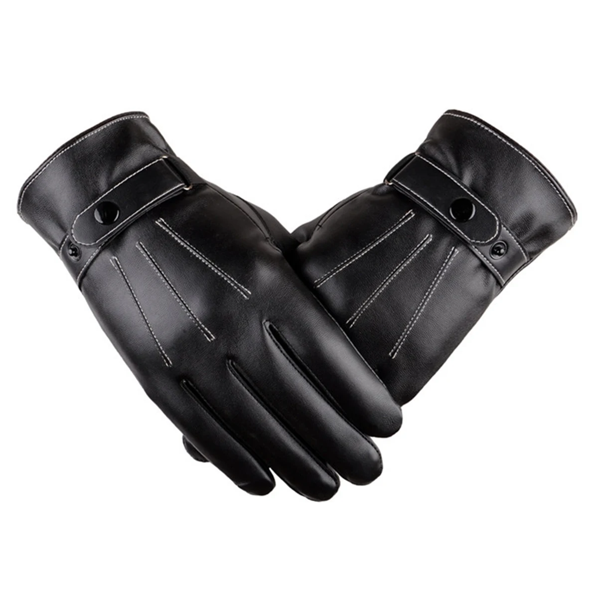 Woman Black Fashion Leather Gloves 1