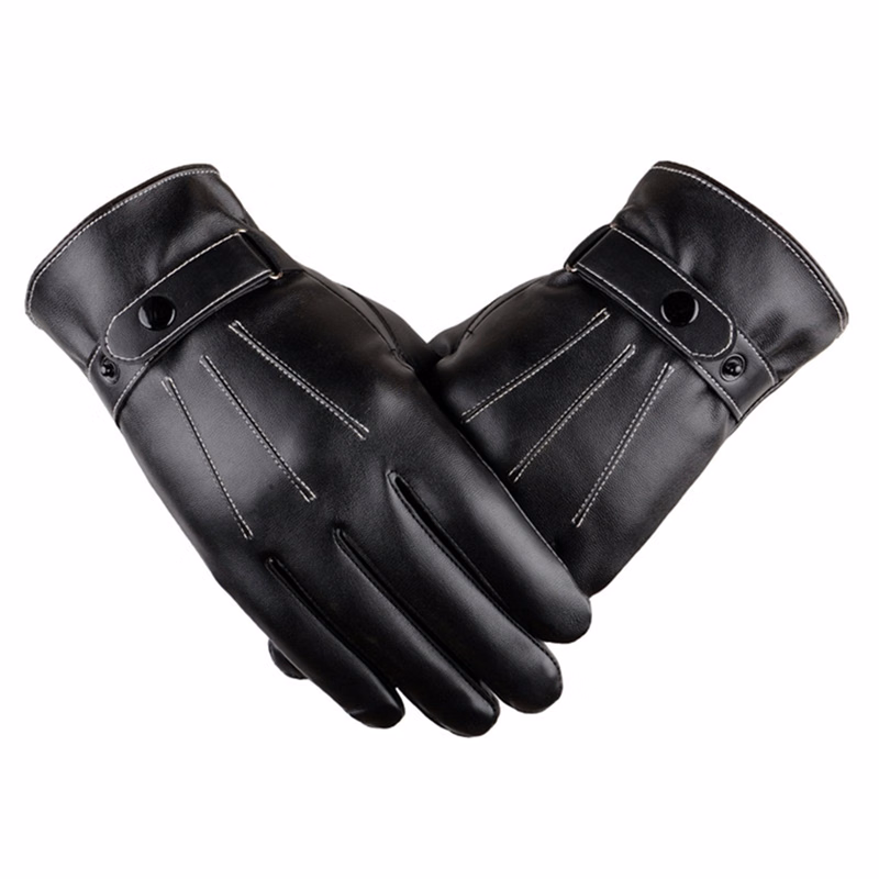 Woman Black Fashion Leather Gloves