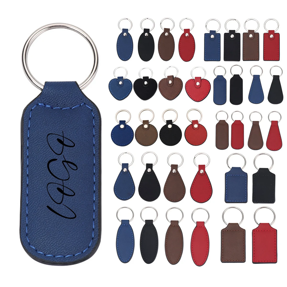 MOQ 50 PU Leather Double-Sided Keychain 1