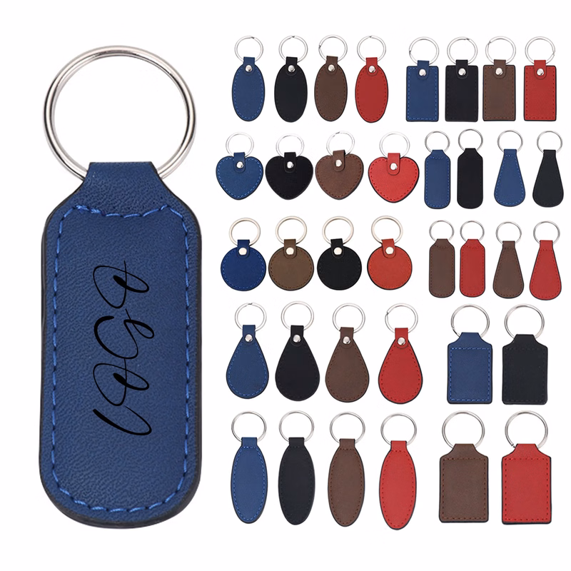 MOQ 50 PU Leather Double-Sided Keychain