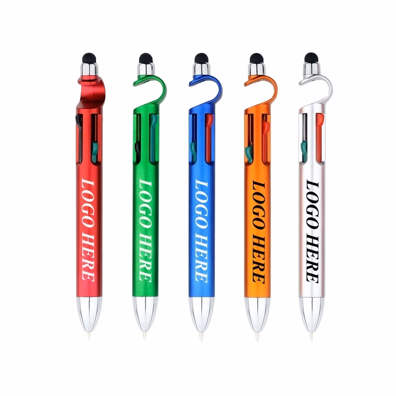 Tri-Color Pen with Stylus and C-Phone Holder