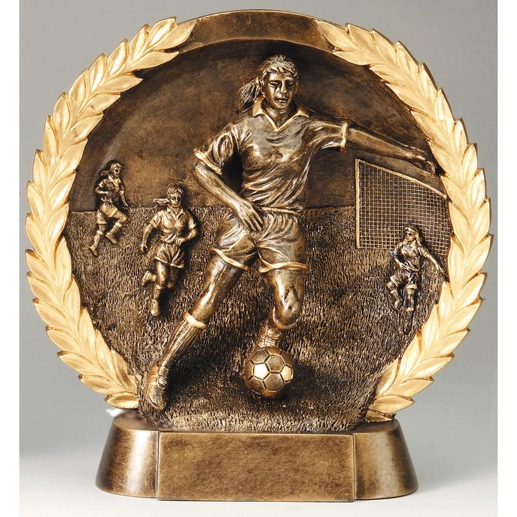 Soccer Female High Relief Circular Plate Award 1