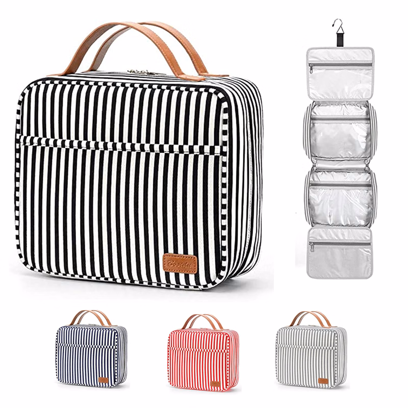 Striped Hanging Canvas Toiletry Bag