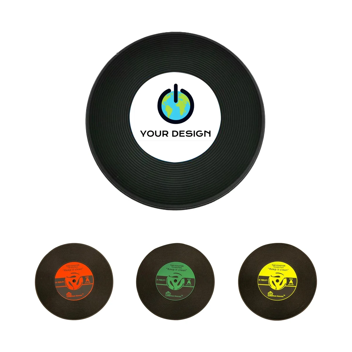 Record Coaster Music Party Cup Mat Diameter 4 1/8" 1