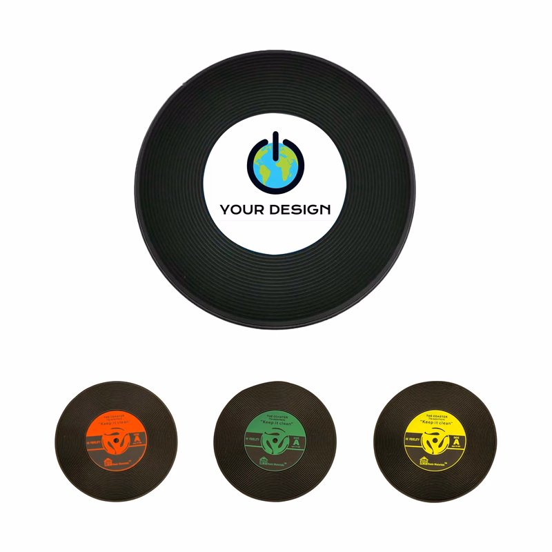 Record Coaster Music Party Cup Mat Diameter 4 1/8"