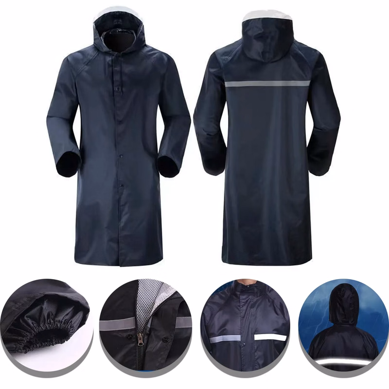 Long Hooded Waterproof Raincoat Poncho