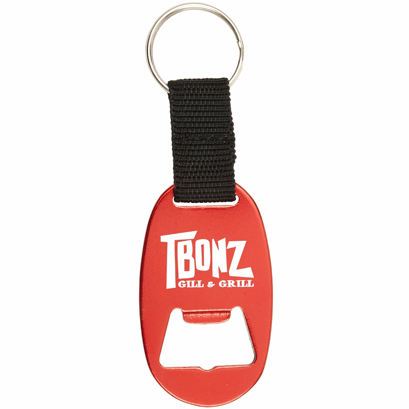 Oval Aluminum Bottle Opener w/ Key Ring