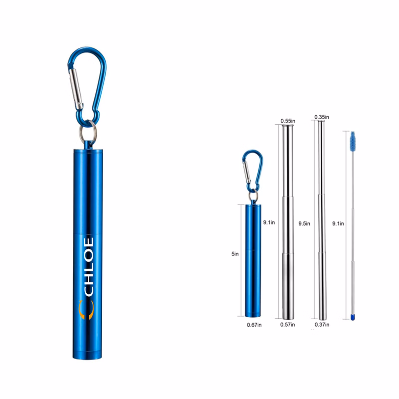 Reusable Stainless Steel Collapsible Straw with Case & Brush