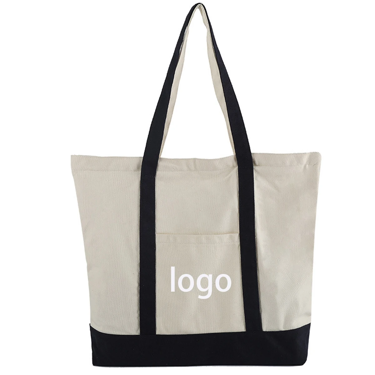 Large Size Value Canvas Tote Bag With Long Handles, custom tote bag with logo imprint 1