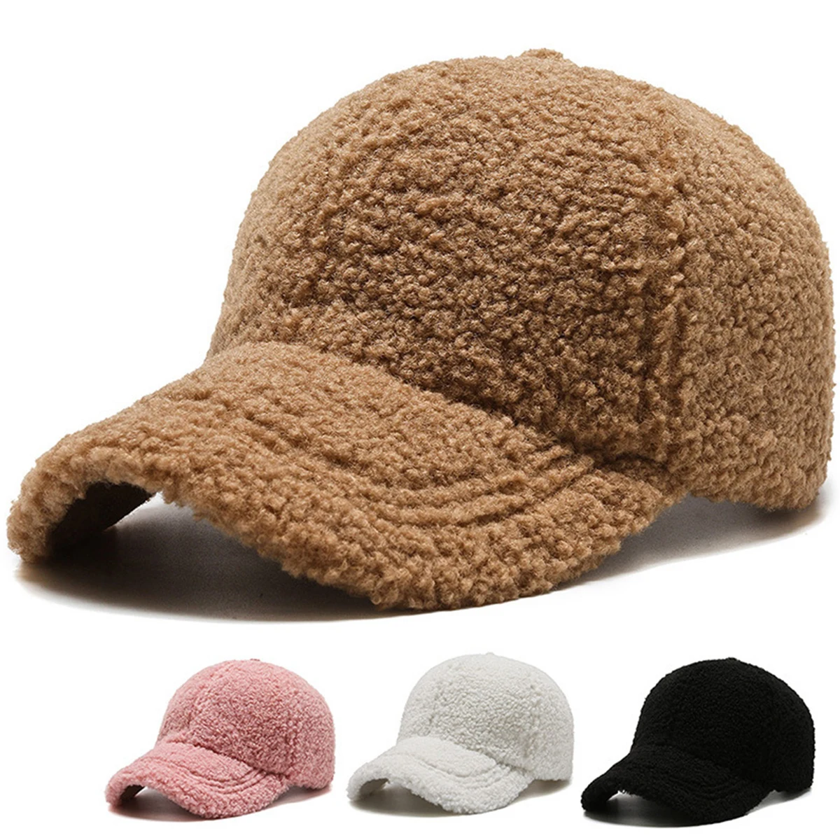 Faux Lamb Wool Baseball Cap 1